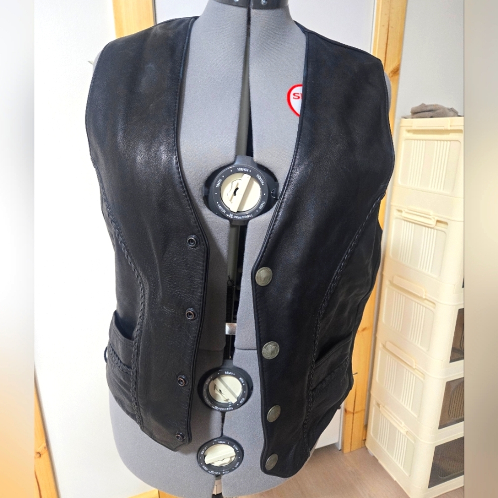 Men's leather motorcycle vest